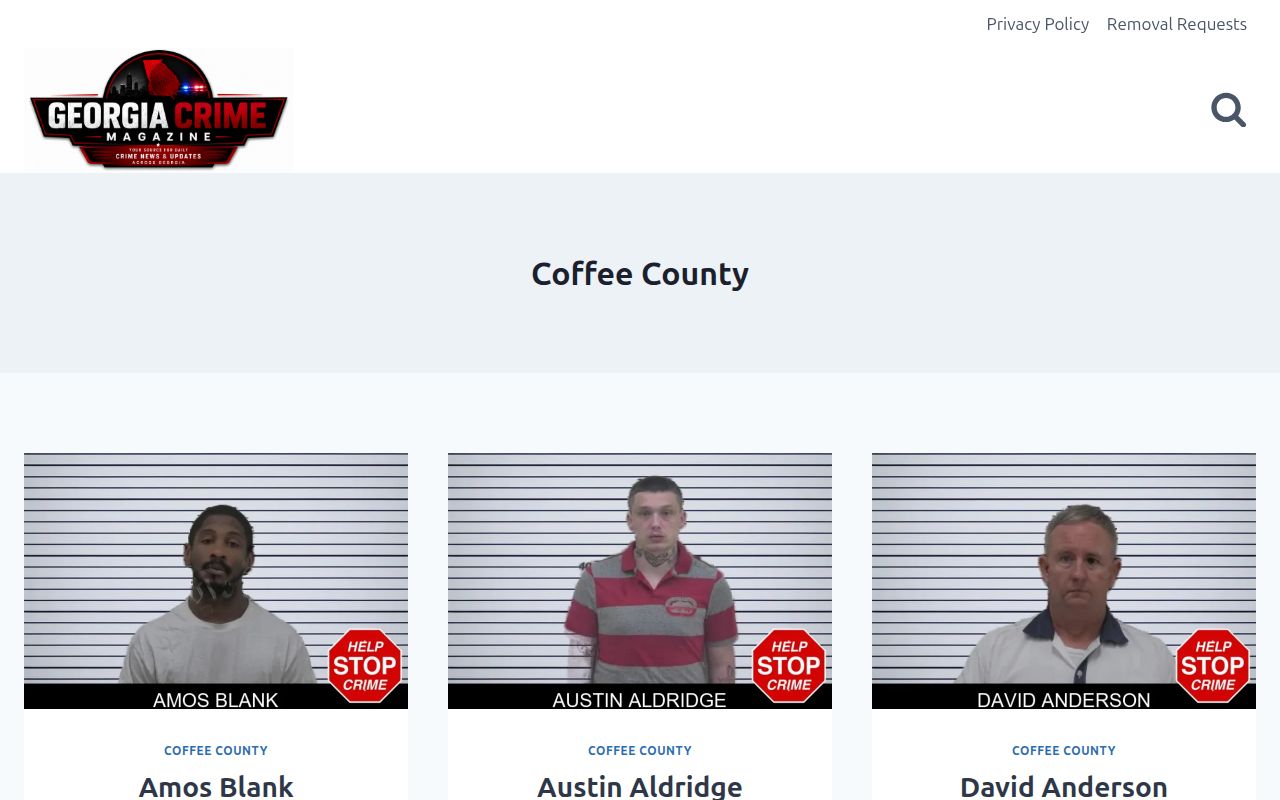 Unofficial Georgia Crime Magazine Coffee County booking-news page