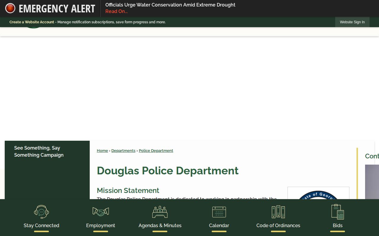 Douglas Police Department official page for Douglas arrest records