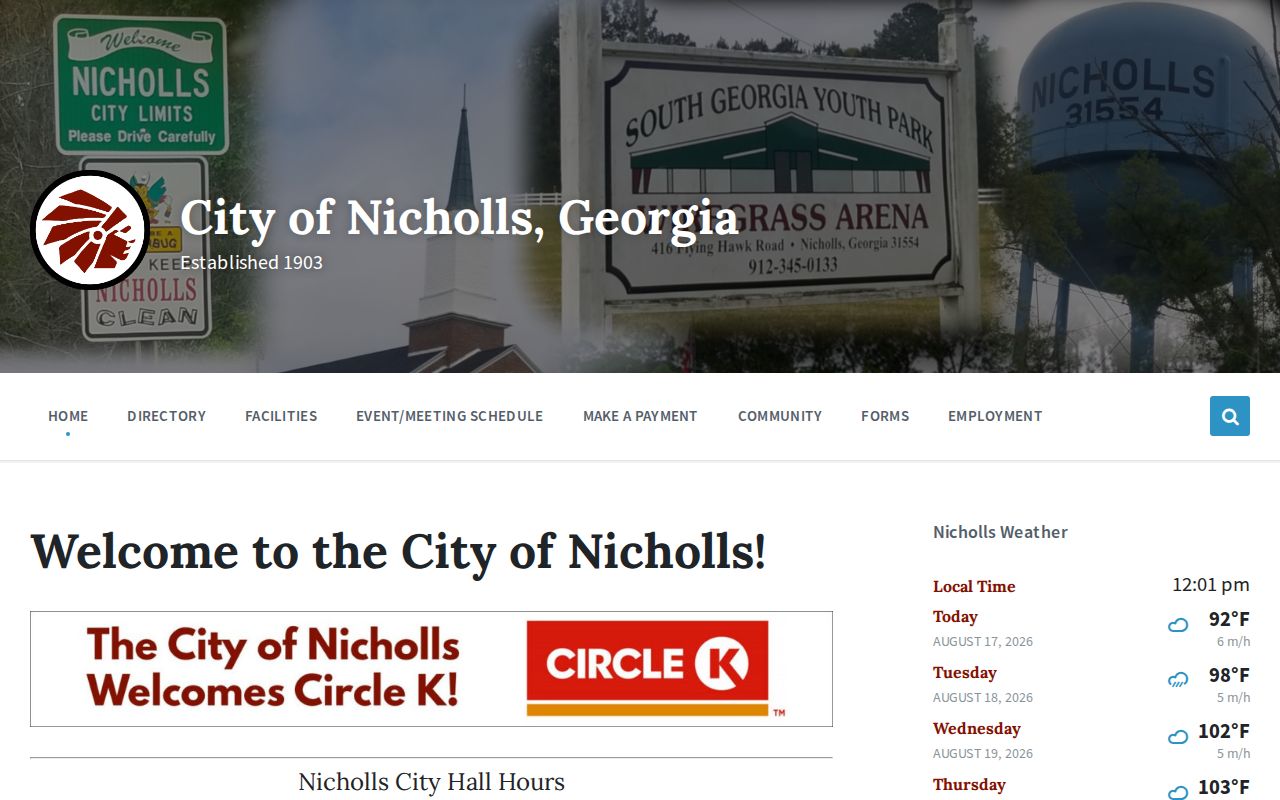 City of Nicholls official contact page for Nicholls arrest records