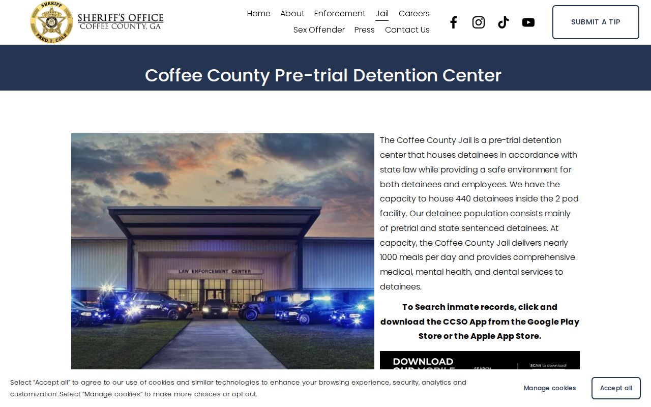 Coffee County Pre-trial Detention Center inmate-record search for current custody