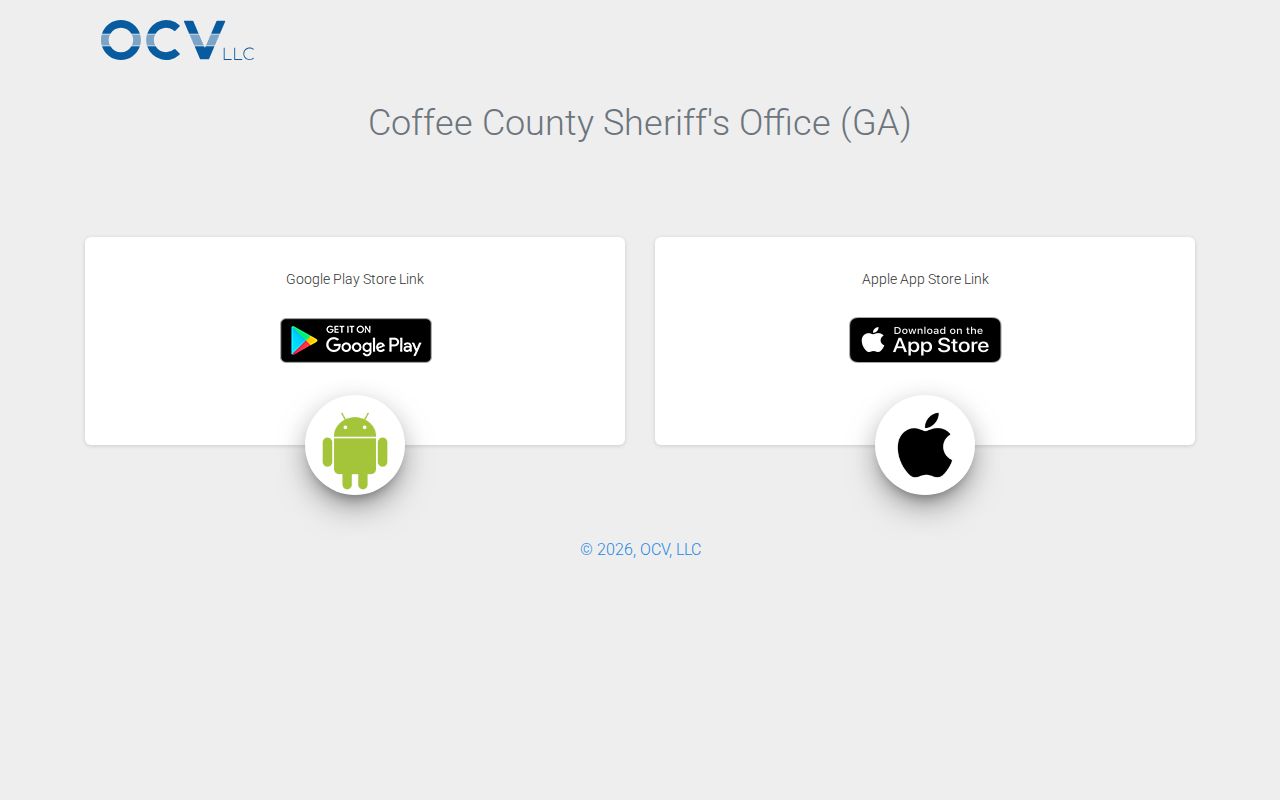Coffee County Sheriff's Office app inmate-record interface